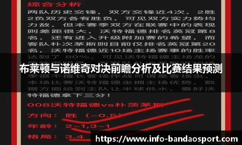 布莱顿与诺维奇对决前瞻分析及比赛结果预测