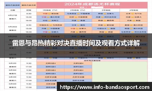 雷恩与昂热精彩对决直播时间及观看方式详解